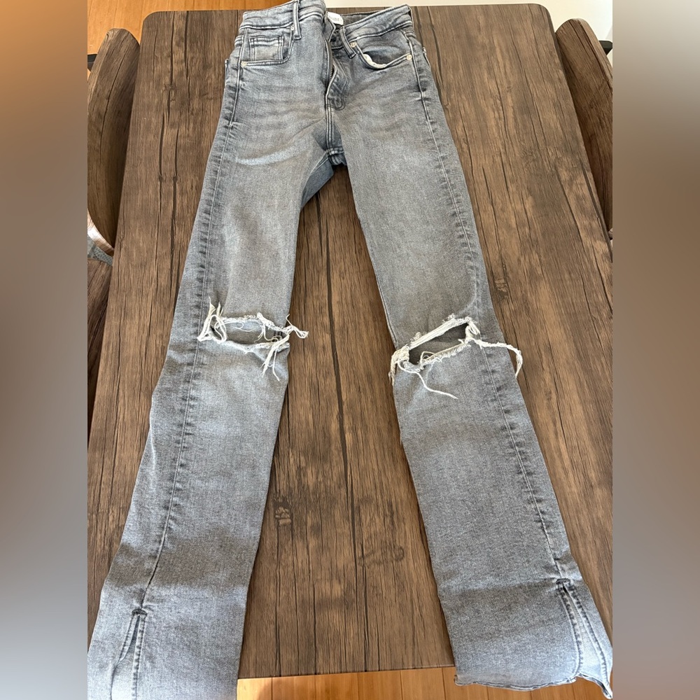 Zara Charcoal Denim Jeans w/ side slit